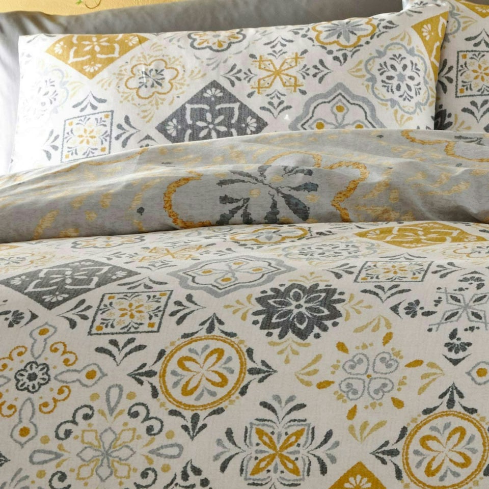 image 1 of Morocco Print Duvet Cover Set - Single - Yellow | Multi | Single
