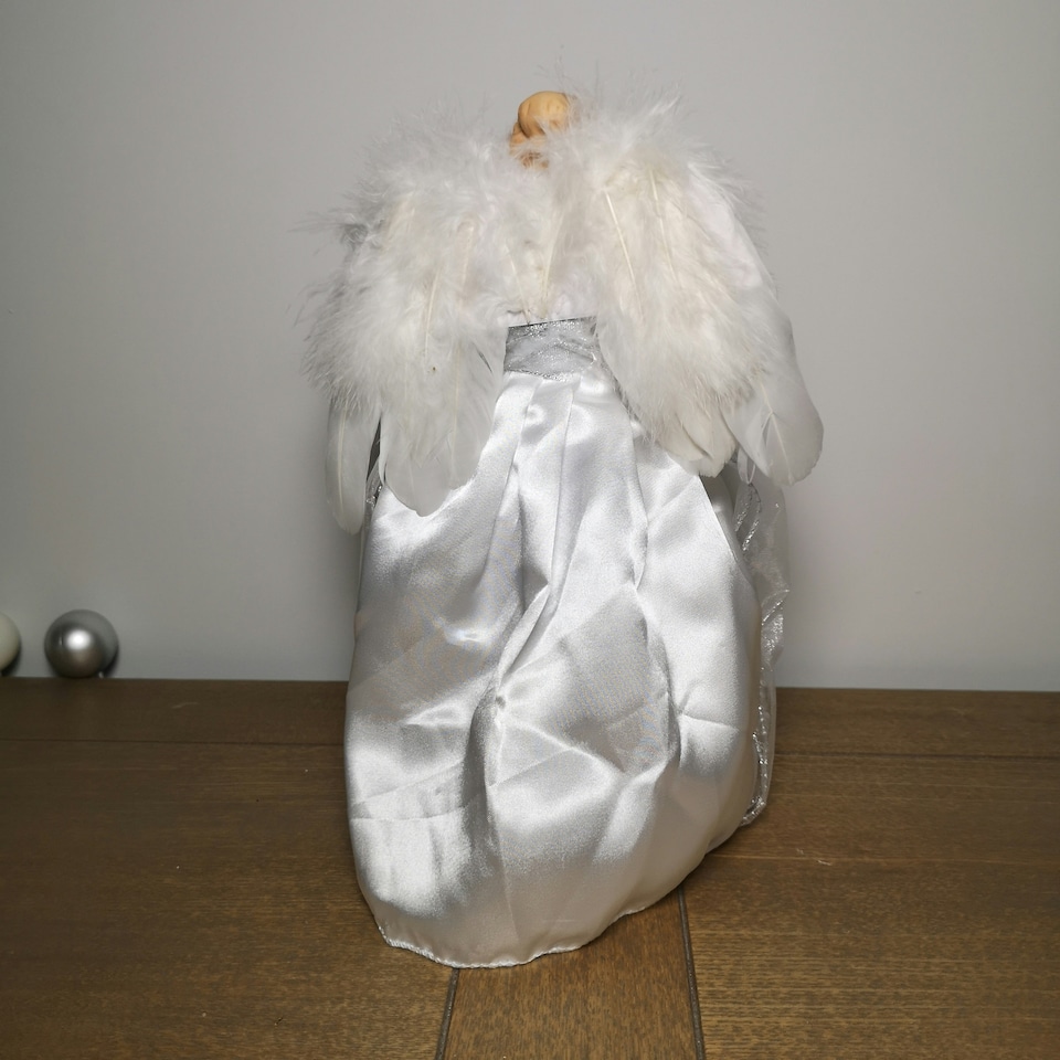 image 1 of 30cm Premier Christmas Tree Topper Angel Decoration in White & Silver