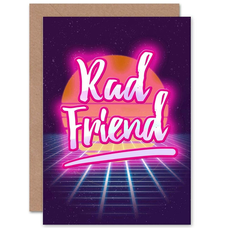 image 1 of Rad Friend Gamer Sunset Retro Neon Friendship Card
