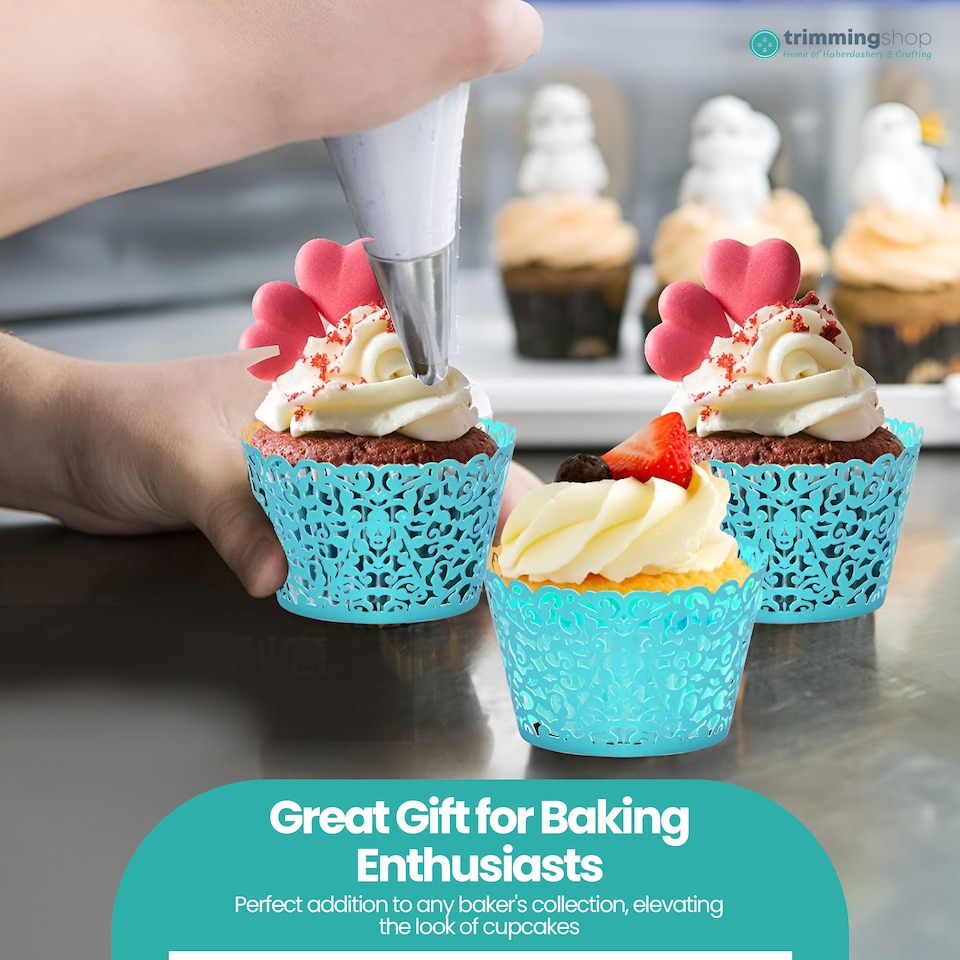 image 1 of Cupcake Wrappers Laser Cut Floral Design Paper Cup Holders - 25pcs