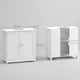 image 5 of kleankin Under Sink Bathroom Cabinet, Freestanding Under Sink Cabinet with 2 Doors and Adjustable Shelf for Basin without or with Pedestal, White | White | White