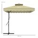 image 5 of Outsunny 2.5m Cantilever Parasol with Easy Lever, Square Double Top Garden Parasol Umbrella with Ruffles and Cross Base, Overhanging Outdoor Sun Shades, Beige