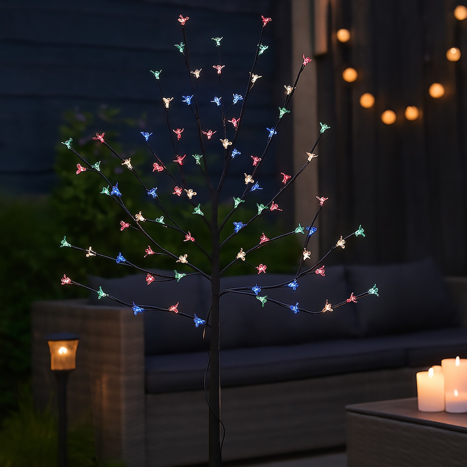 image 1 of Gardenwize 120cm Solar Powered Cherry Flower Tree Lights