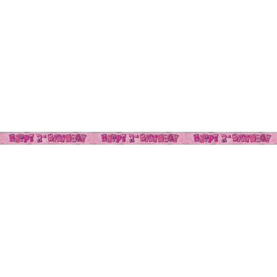 image 1 of Unique Party Foil Glitz 2nd Birthday Banner - Pink - One Size