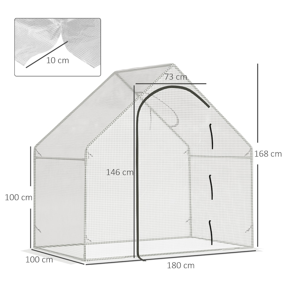 image 1 of Outsunny Walk-In Portable Greenhouse Mini Grown House Steel Frame Window White