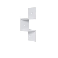 Living and Home 2 Tier Wooden Floating Corner Wall Shelves- White