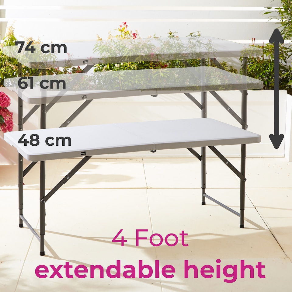 image 1 of Folding Picnic Table Portable 4FT Extendable Height