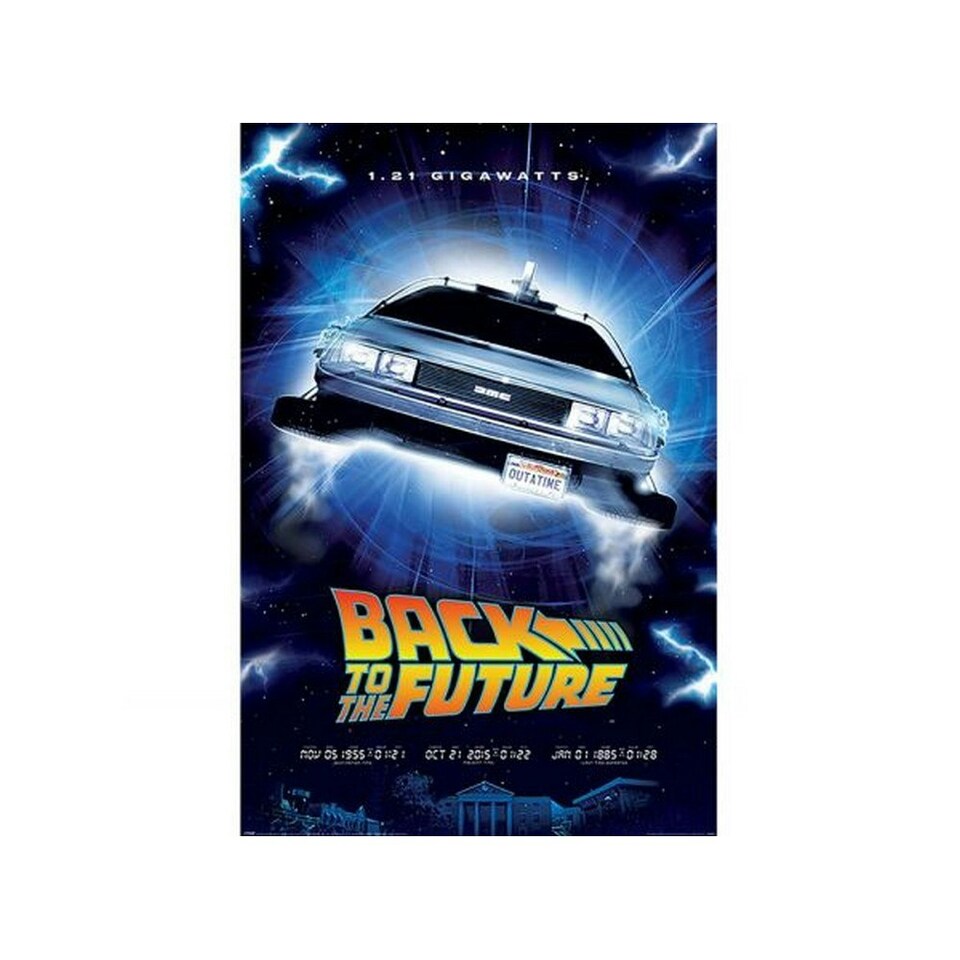 Back To The Future Delorean Poster - Multicoloured - One Size