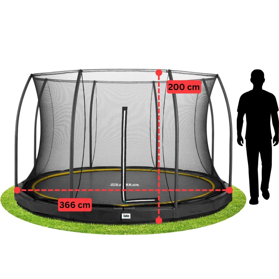 image 1 of 12ft Salta Black Comfort Edition InGround Round Trampoline with Enclosure