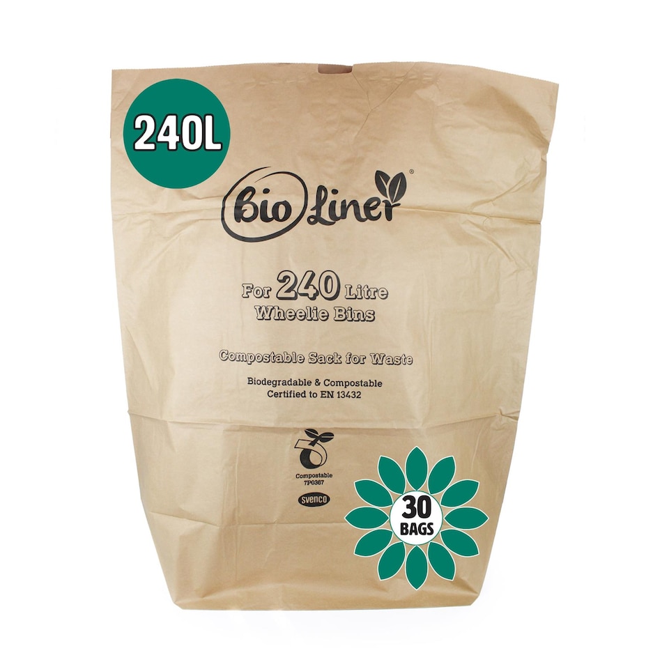 image 1 of 240L Paper Compostable Kerbside Caddy Liners - 30 Bags