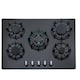 image 1 of SIA R8 70cm Black 5 Burner Gas On Glass Hob With Cast Iron Pan Stands