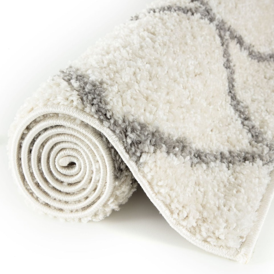 image 1 of The Rugs Moroccan Collection Soft High Pile Shaggy Diamond Floor Rugs and Runners Living Room