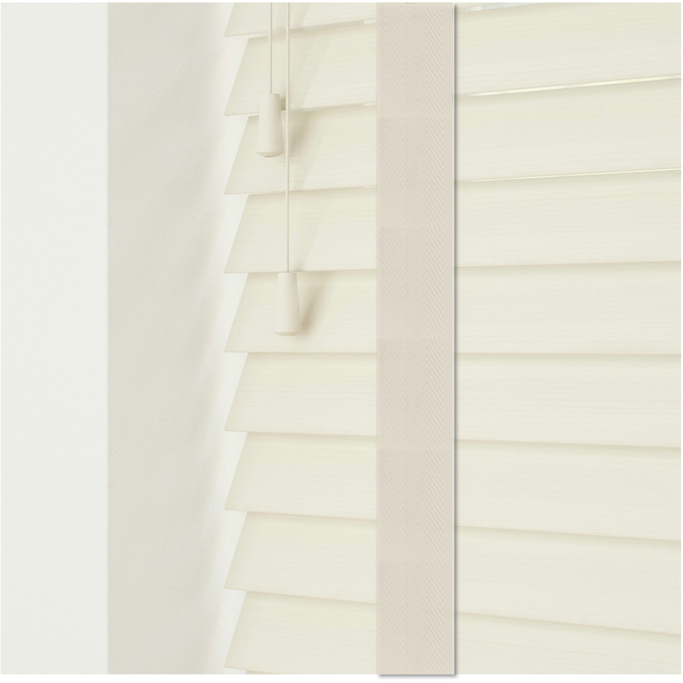 image 1 of 160cm Misty White Faux Wood Venetian Blinds with Tapes (120cm Drop) | White | White