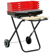 Outsunny Foldable Charcoal Trolley Barbecue BBQ Grill Cooker Smoker W/ Wheels