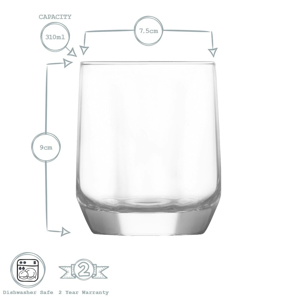 image 1 of LAV Diamond Whisky Glasses - 215ml - Clear - Pack of 6 Clear