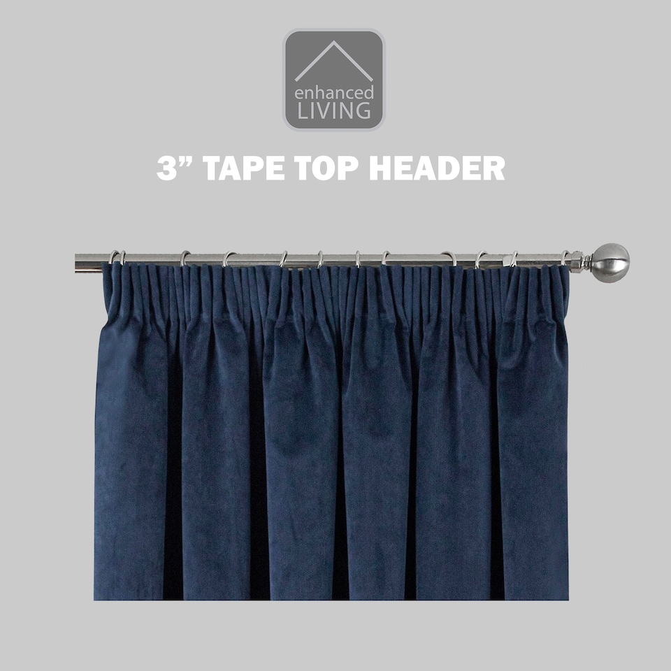 Enhanced Living Blue Floral, 100% Blackout, Thermal Curtains with Tape ...