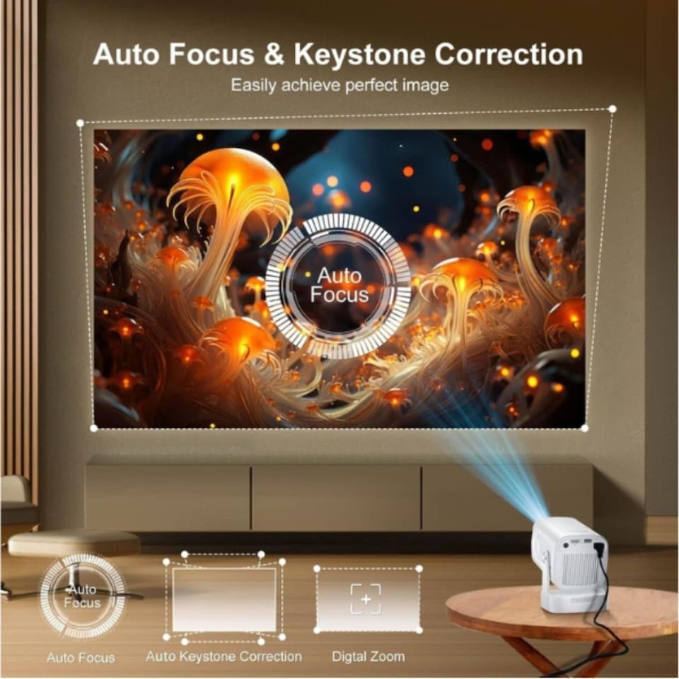 image 1 of HYE Short Throw Full HD Portable WiFi Bluetooth Projector - PR01FHD29
