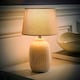 image 1 of ValueLights Harrison Tapered Lamp Shade Grey Geometric Ribbed Pattern Gloss Small Table Lamp Grey