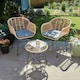 image 2 of Bistro Set Natural Wicker Frame Black Steel Leg Glass Tabletop Outdoor Furniture Brown