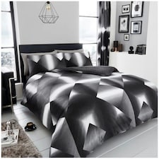 3D Triangle Printed Duvet Cover Set Reversible Polycotton Beddings Black | King