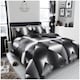 image 1 of 3D Triangle Printed Duvet Cover Set Reversible Polycotton Beddings Black | King