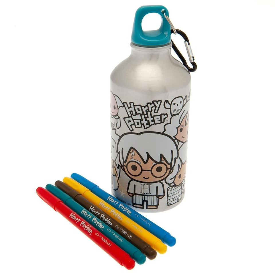 image 1 of Harry Potter Customisable Water Bottle Set - Silver - One Size