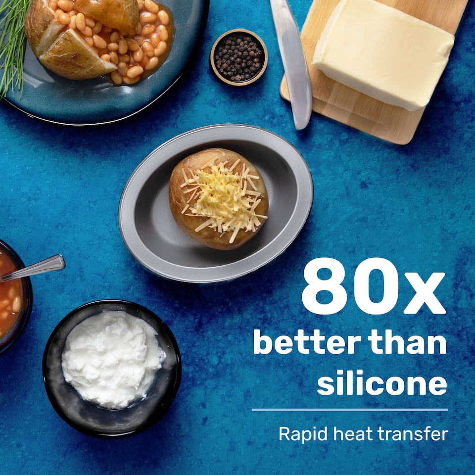 image 1 of BetterWare Air Fryer Accessories Set of 2 x 22.5cm Rectangular Tins Silver/Pewter