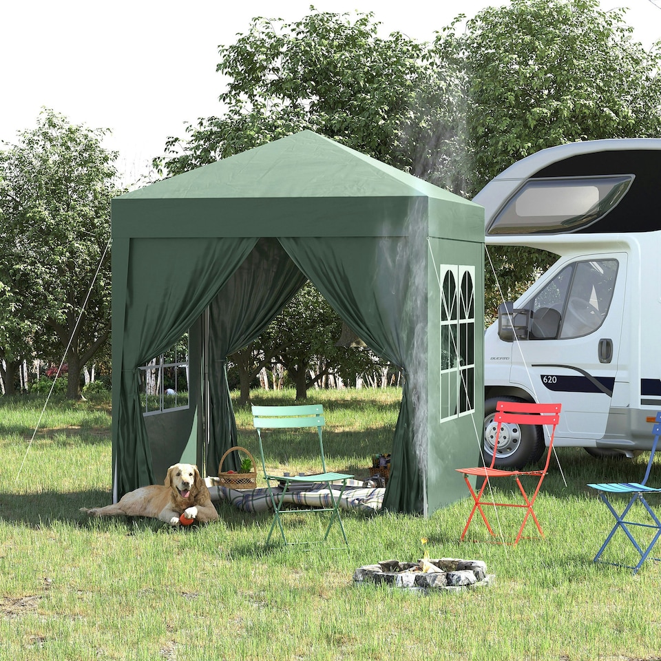 image 1 of Outsunny 2mx2m Pop Up Gazebo Party Tent Canopy Marquee with Storage Bag Green