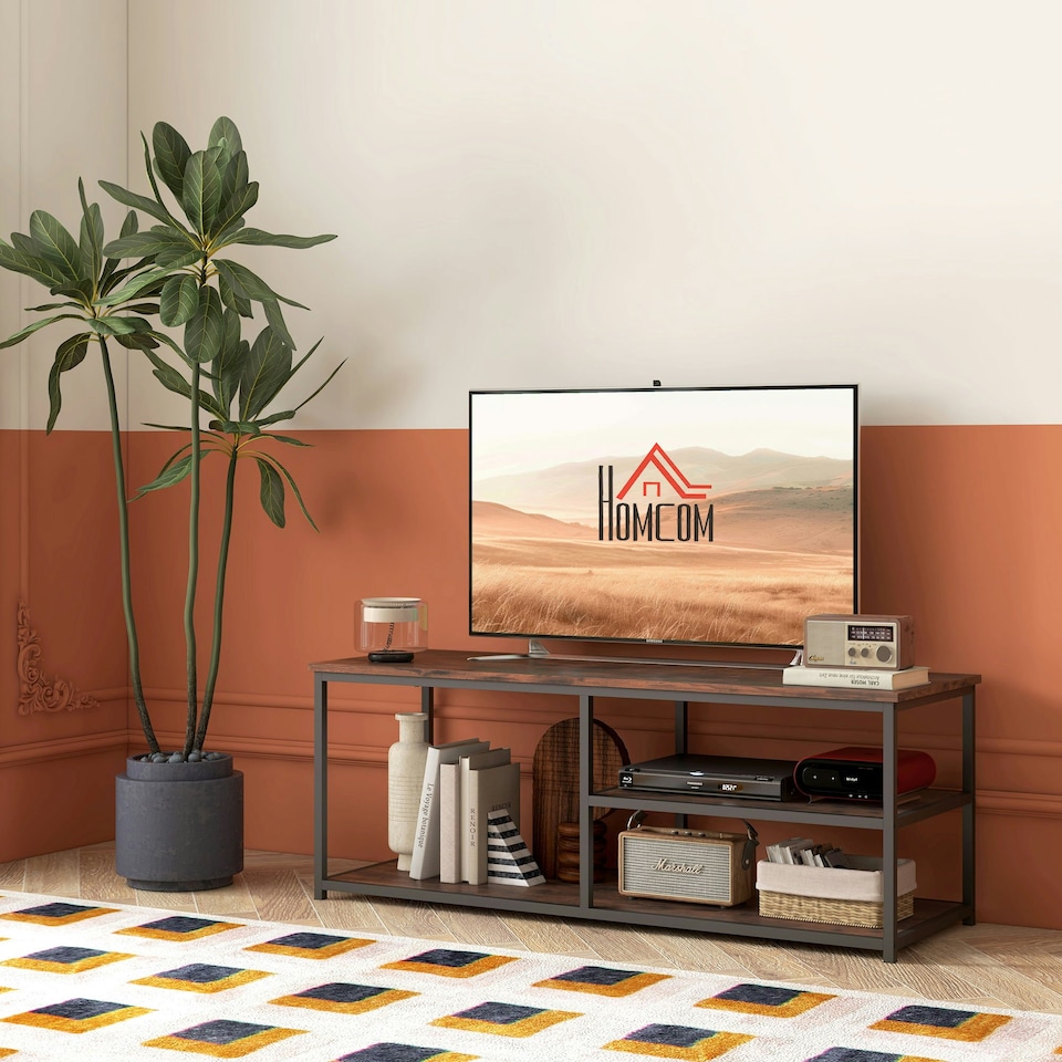 image 1 of HOMCOM Industrial TV Stand Cabinet w/ Storage&2 Shelves Metal Frame