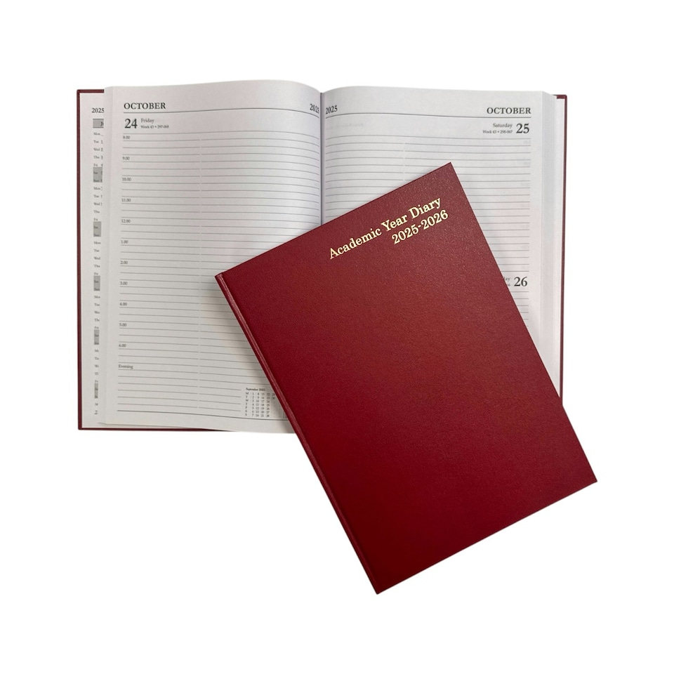 image 1 of Janrax 2025-2026 A4 Day Per Page Burgundy Academic Diary