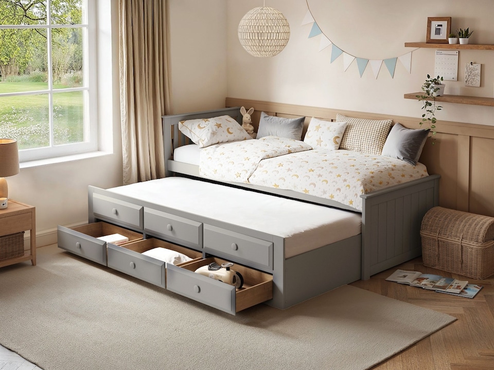 image 1 of Flair Montana Captain's Bed with Drawers & Trundle Grey