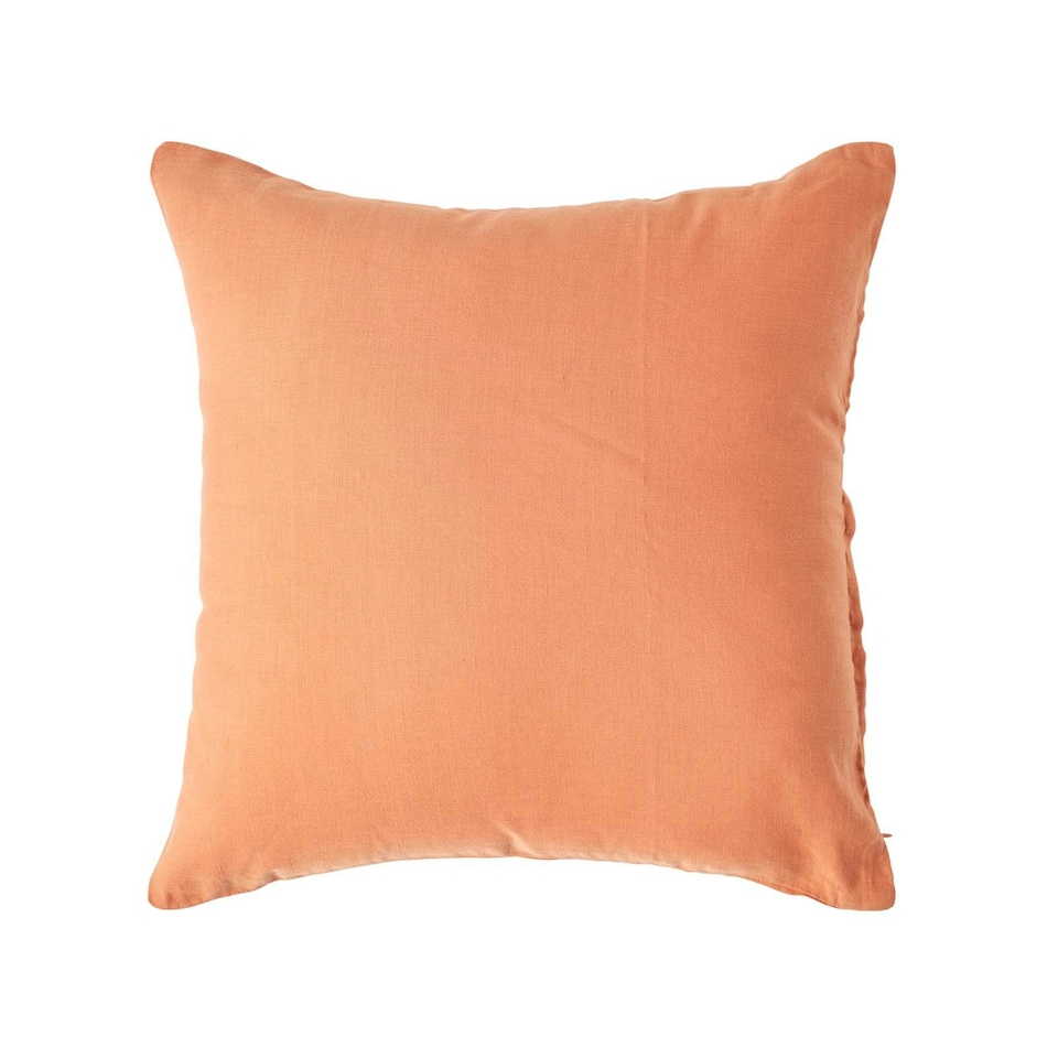 image 1 of Homescapes Burnt Orange European Size Linen Pillowcase - 80 x 80 cm Orange