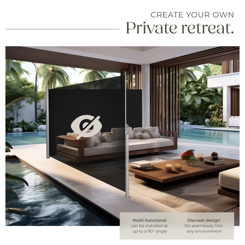image 1 of Double-sided retractable awning and privacy screen | Black | black | 1