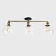 image 2 of ValueLights Retro 3 Way Black And Gold Steampunk Ceiling Light Fitting With Glass Shades