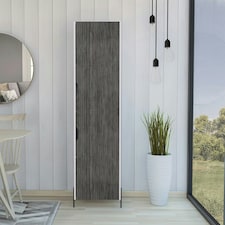 Core Products Dallas Tall Storage Cabinet - White & Carbon Grey Oak Effect, H170.0cm x W44.9cm x D35.5cm White