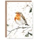 image 1 of Robin Bird Perched Snow Covered Branch Blank For Him Or Her Art Xmas Festive Christmas Card