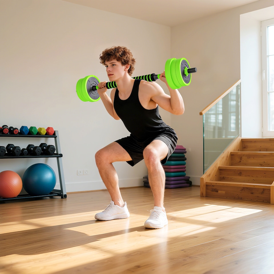 image 1 of SPORTNOW Weight Dumbbells Set, Barbell, Kettlebell, Push Up Stand, 20kg