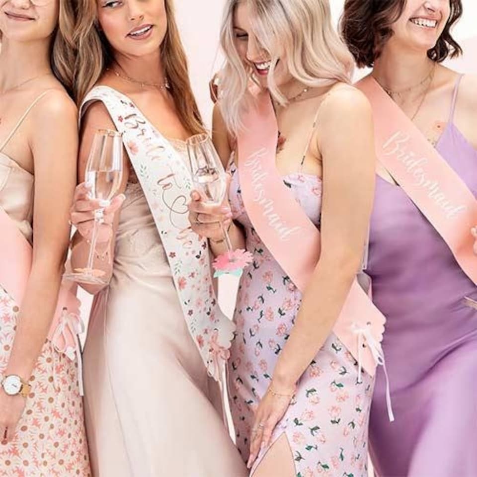 image 1 of Metallic Rose Gold Bride To Be Floral Paper Sash