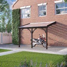 Polycarbonate Roof Car Port 3 Post - Wood - L200 x W722 cm - Rustic Brown | Brown