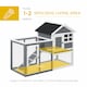 image 3 of PawHut Rabbit Hutch, Bunny Cage Outdoor Wooden House w/Tray & Ramp, Grey
