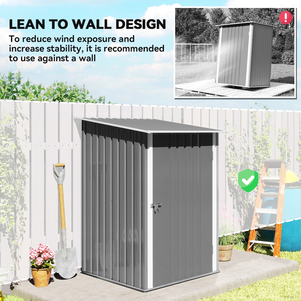 image 1 of Outsunny 3.3ft x 3.4ft Outdoor Storage Shed Steel Garden Shed w/ Lockable Door