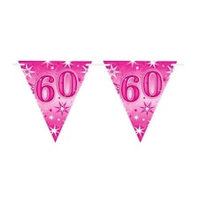 Qualatex Sparkle 60th Birthday Bunting - Pink/White - One Size