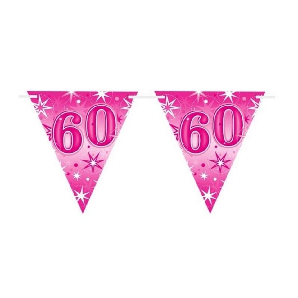 Qualatex Sparkle 60th Birthday Bunting - Pink/White - One Size