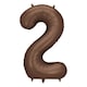 image 1 of Mocha Brown Number 2 Helium Foil Giant Balloon 86cm / 34 in Brown