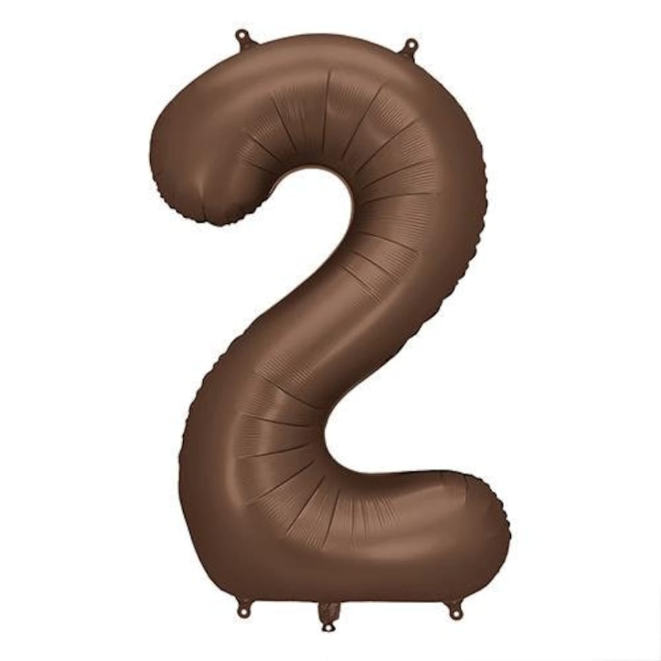 image 1 of Mocha Brown Number 2 Helium Foil Giant Balloon 86cm / 34 in Brown