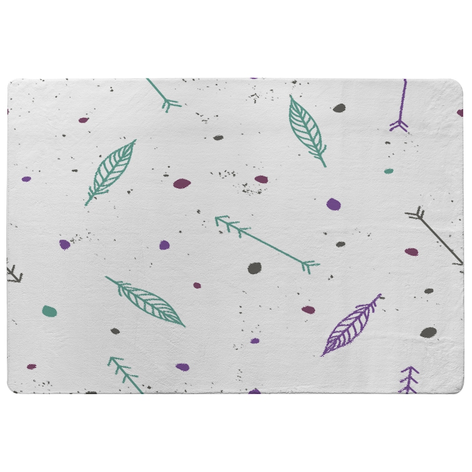 image 1 of Cute Cartoon Feathers And Arrows In Boho Style Rug | Multi