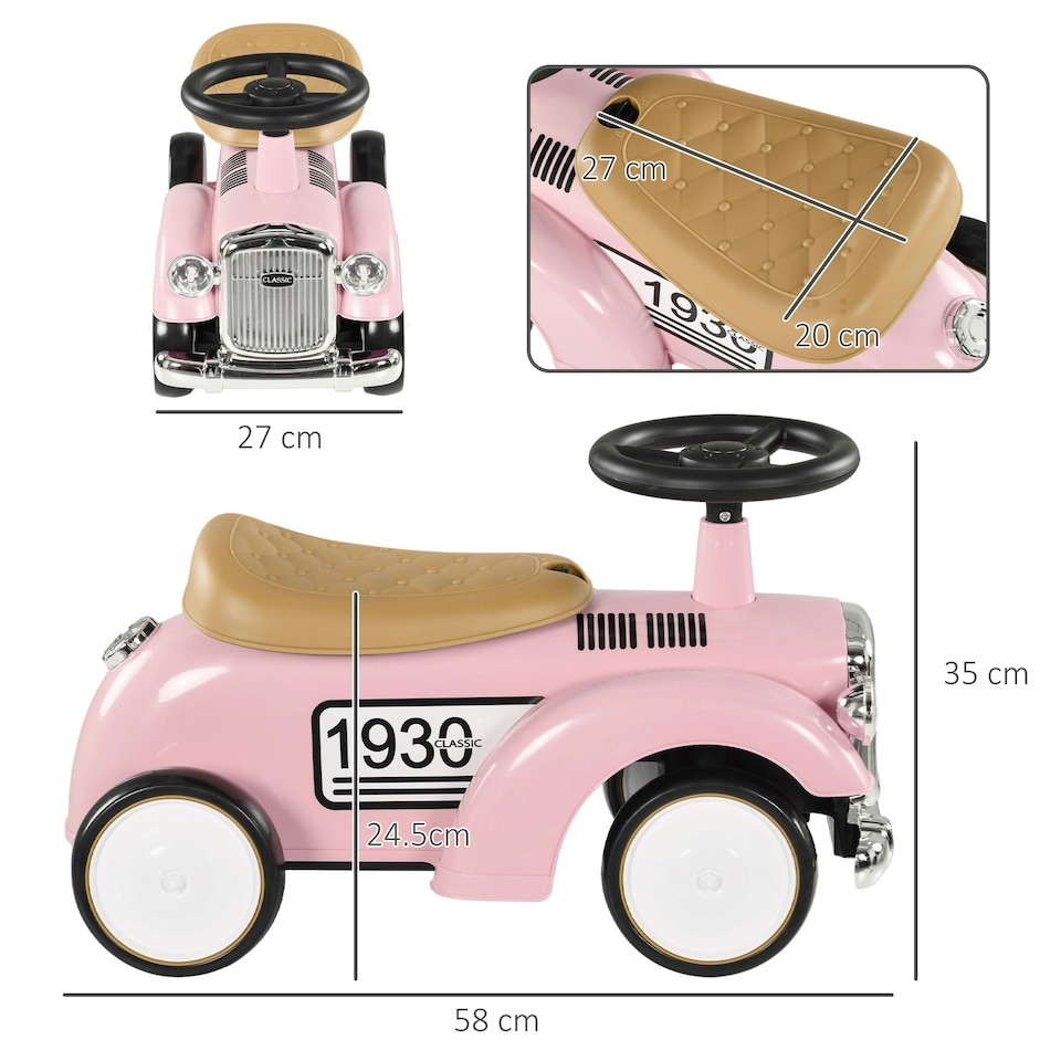 image 1 of AIYAPLAY Foot to Floor Slider with Steering Wheel, for Ages 12-36 Months -  Pink