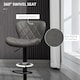 image 6 of HOMCOM Bar Stools, Set of 2 Breakfast Bar Chairs, Swivel Barstools with Backrest and Footrest, Steel Frame Diamond Pattern PU, for Kitchen Counter, Dining Room, Dark Grey