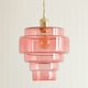 image 1 of ValueLights Lane Pink Glass 5 Tier Layered Easy Fit Ceiling Pendant Lamp Shade with LED Bulb Pink