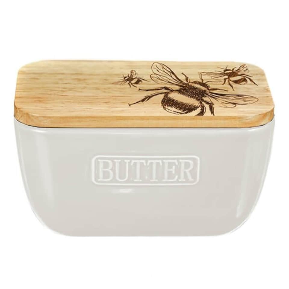 image 1 of The Just Slate Company Bee White Butter Dish